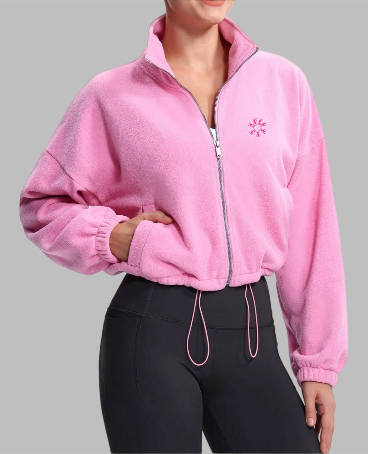 Women’s crop zip up fleece sweater