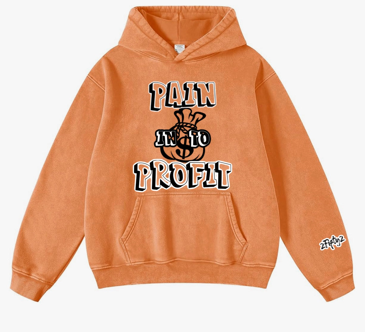 Men’s acid wash “turn pain into profit” pullover hoodie by 2fifty2