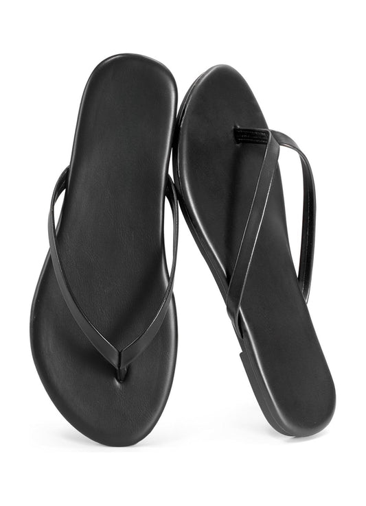 Women's Leather Memory Foam Flat Thong Sandals