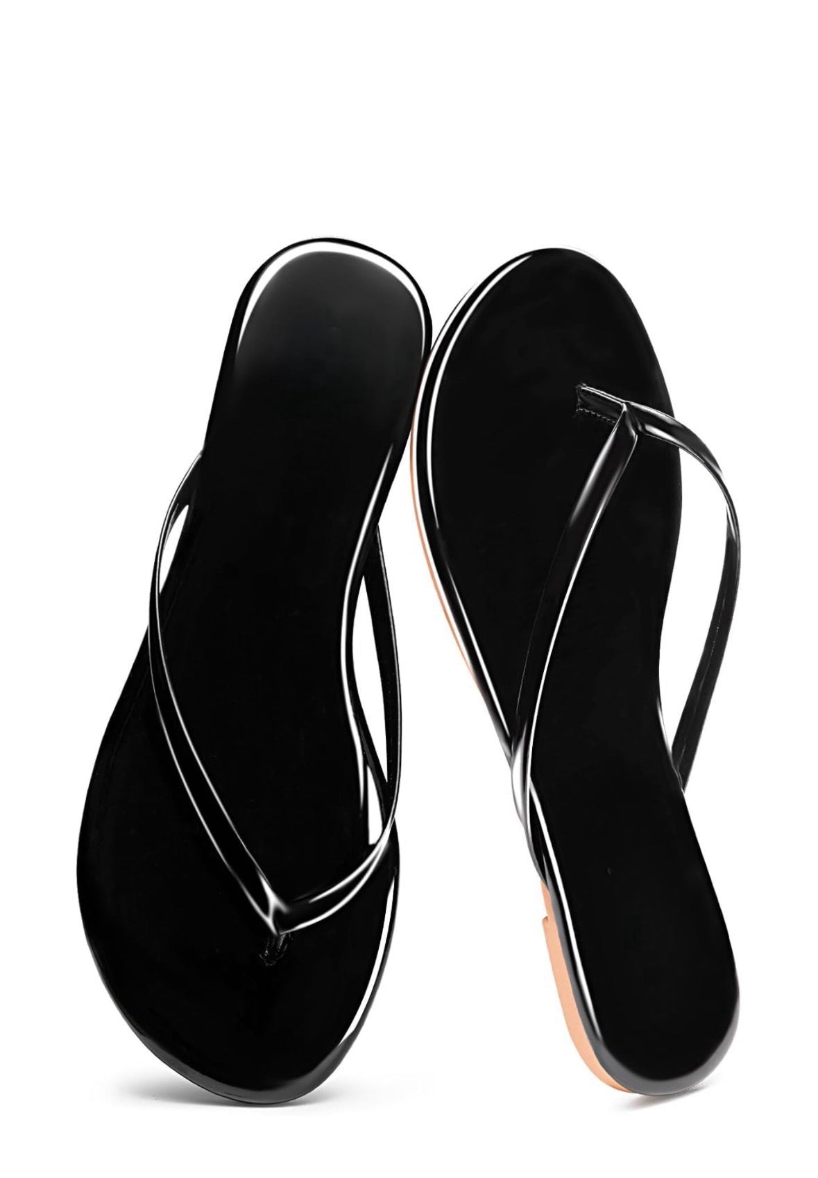 Women’s Thong Slides with Leather, Flat Sandals