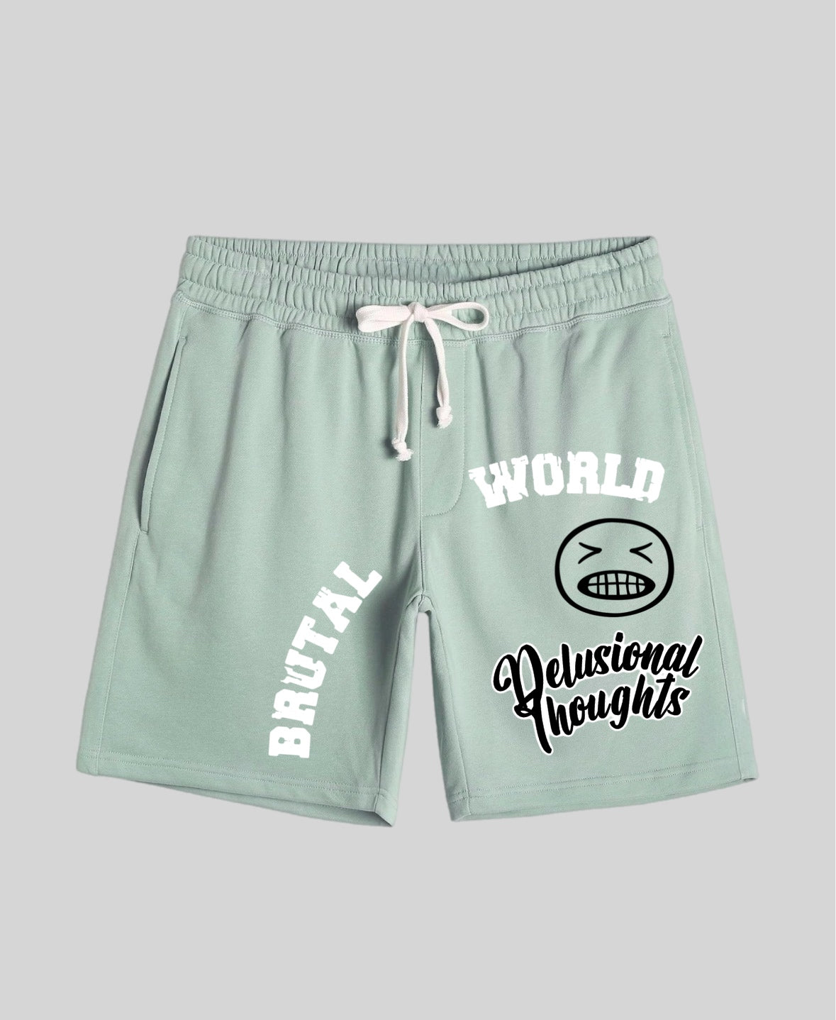 Men’s Brutal World, Delusional thoughts sweat shorts by the 2fifty2 brand