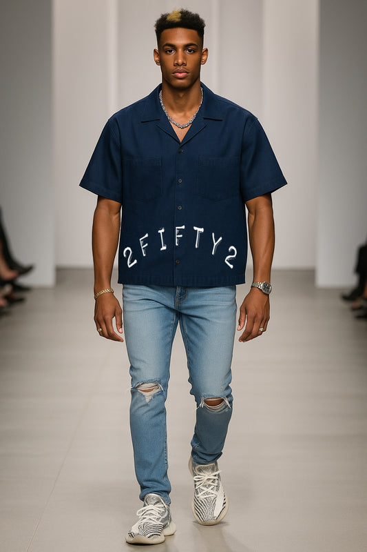 Men’s boxy Blue button down shirt by The 2Fifty2 Brand