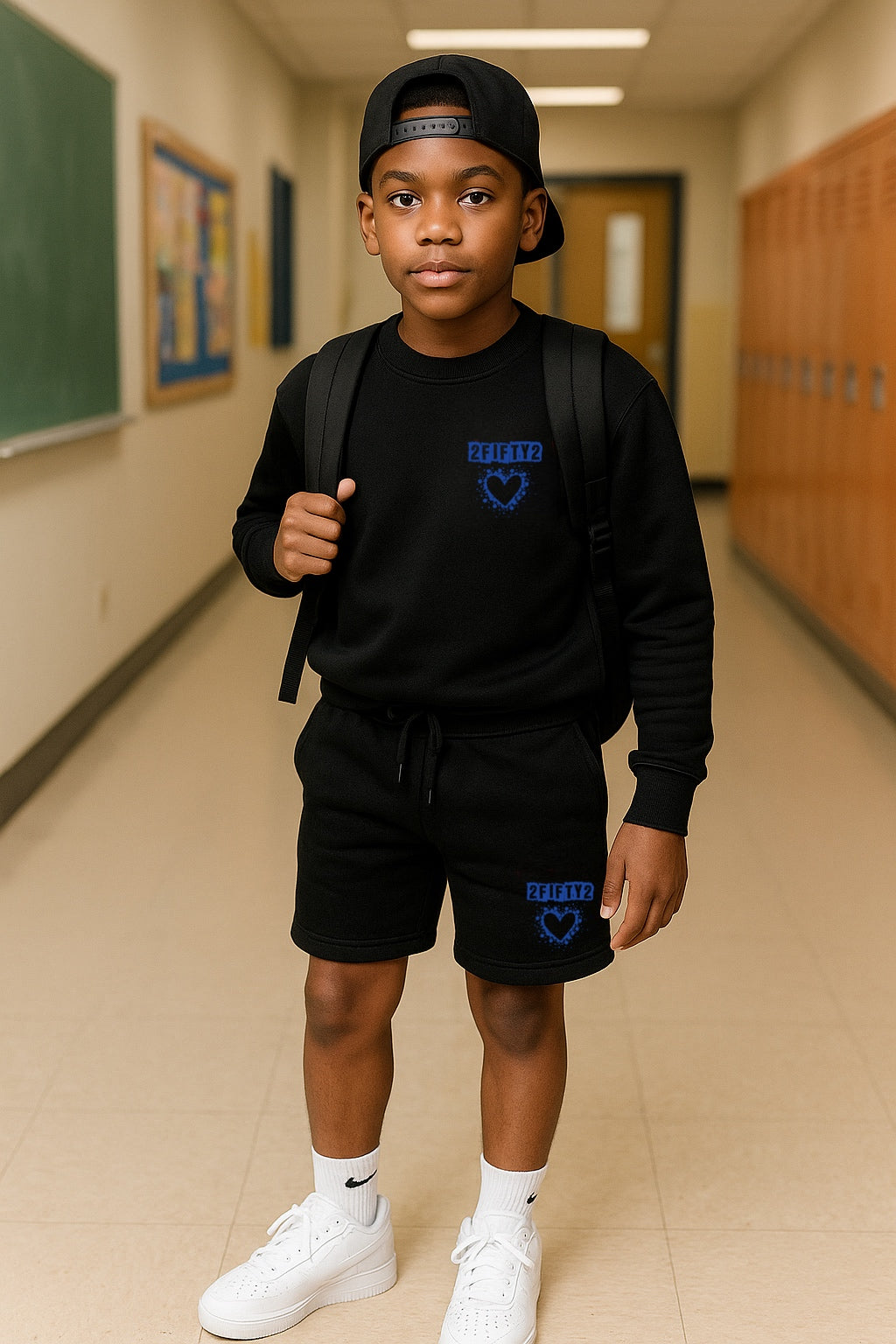 Boys 2Fifty2 Brand crew neck sweatshirt short set