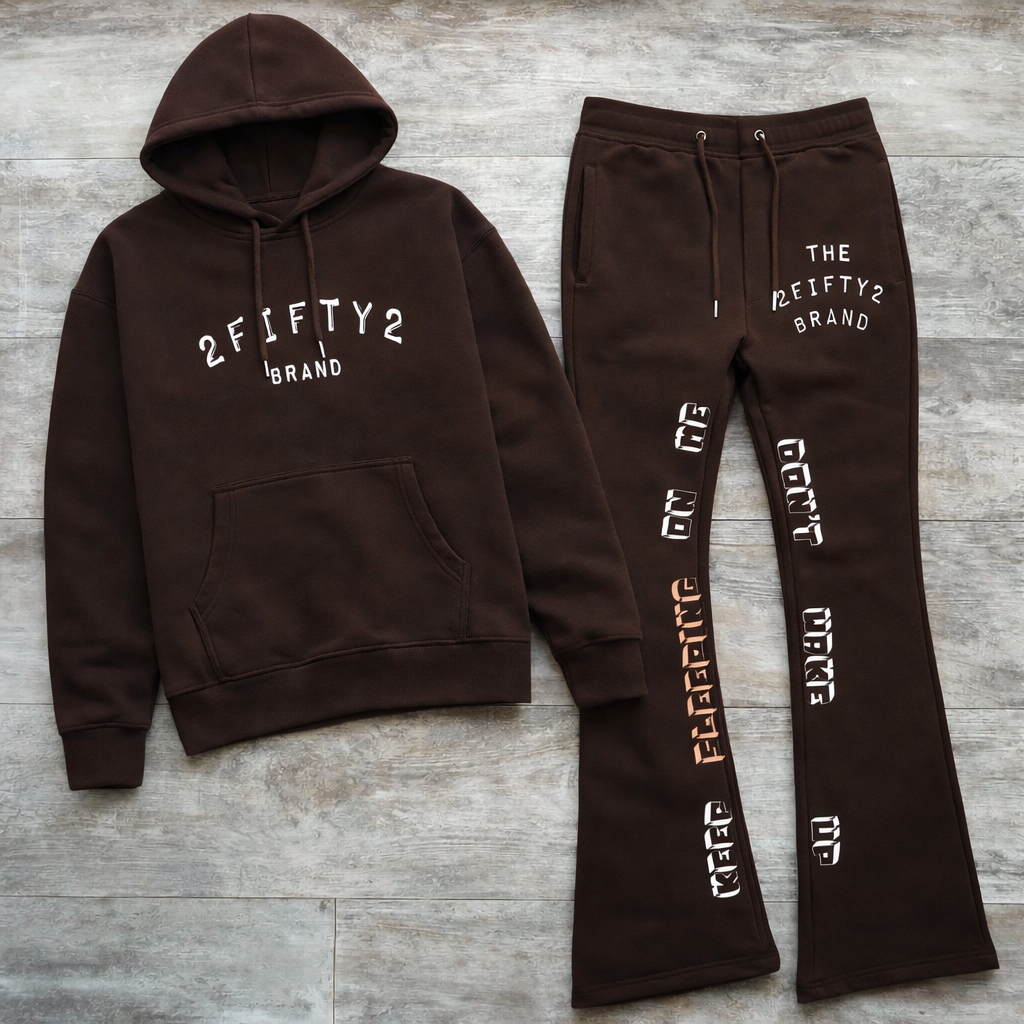 Men’s Flare bottom stacked sweatpants jogger 2 piece sweatsuit by the 2fifty2 brand