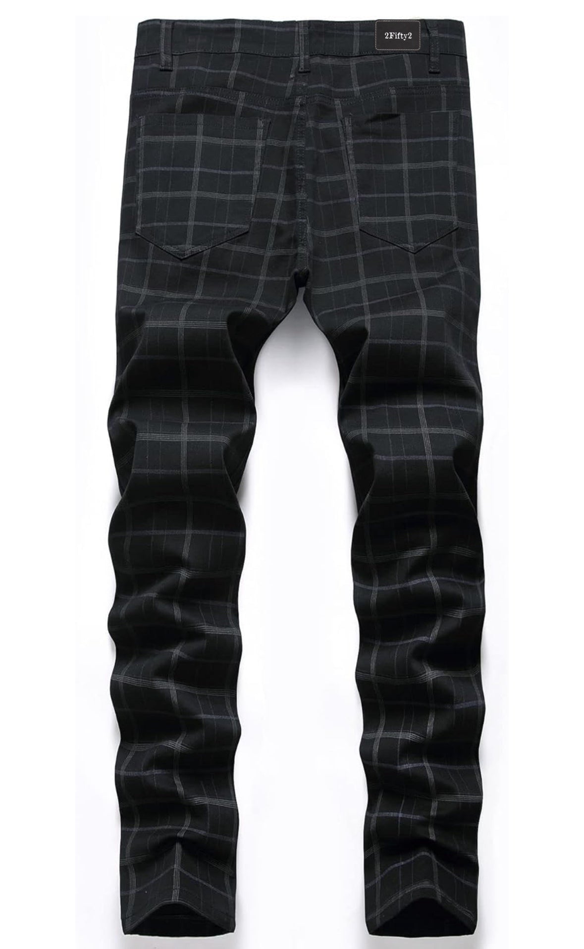 Plaid Slim Fit Dress Pants for Men Tapered Golf Skinny Stretch Chino Pants Mens Casual Slacks Suit Striped Business