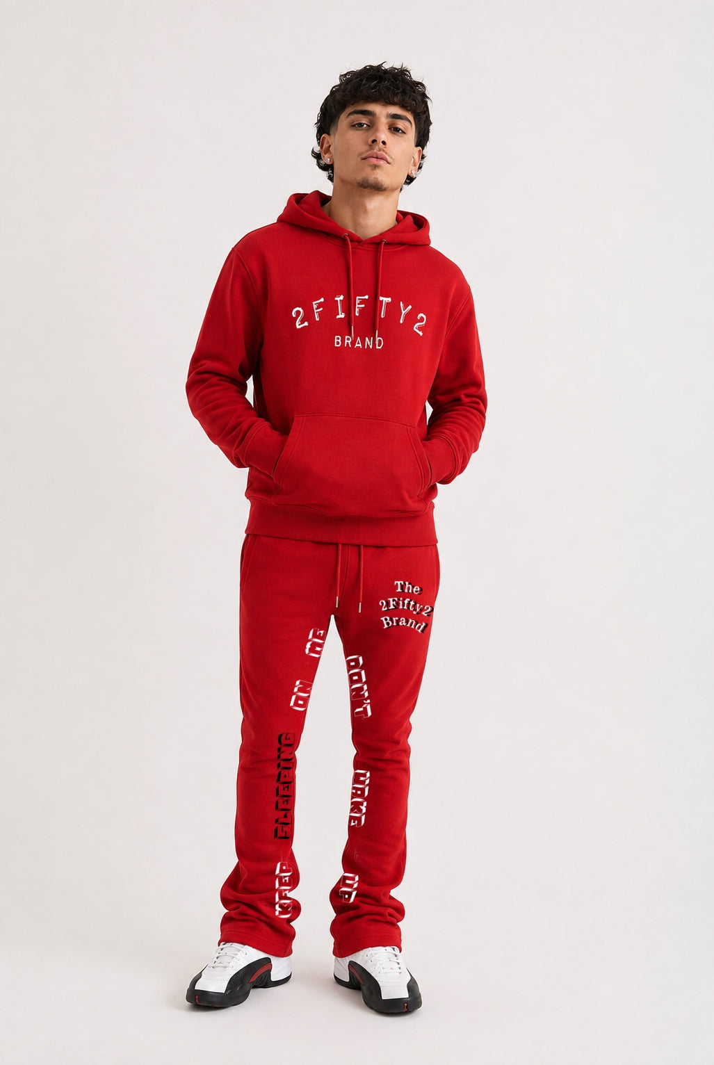 Men’s Flare bottom stacked sweatpants jogger 2 piece sweatsuit by the 2fifty2 brand