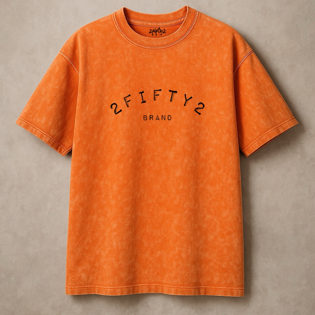Men’s 2Fifty2 Brand orange acid wash tee