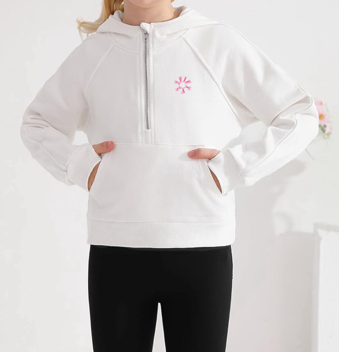 Girls pullover half zipped hoodie