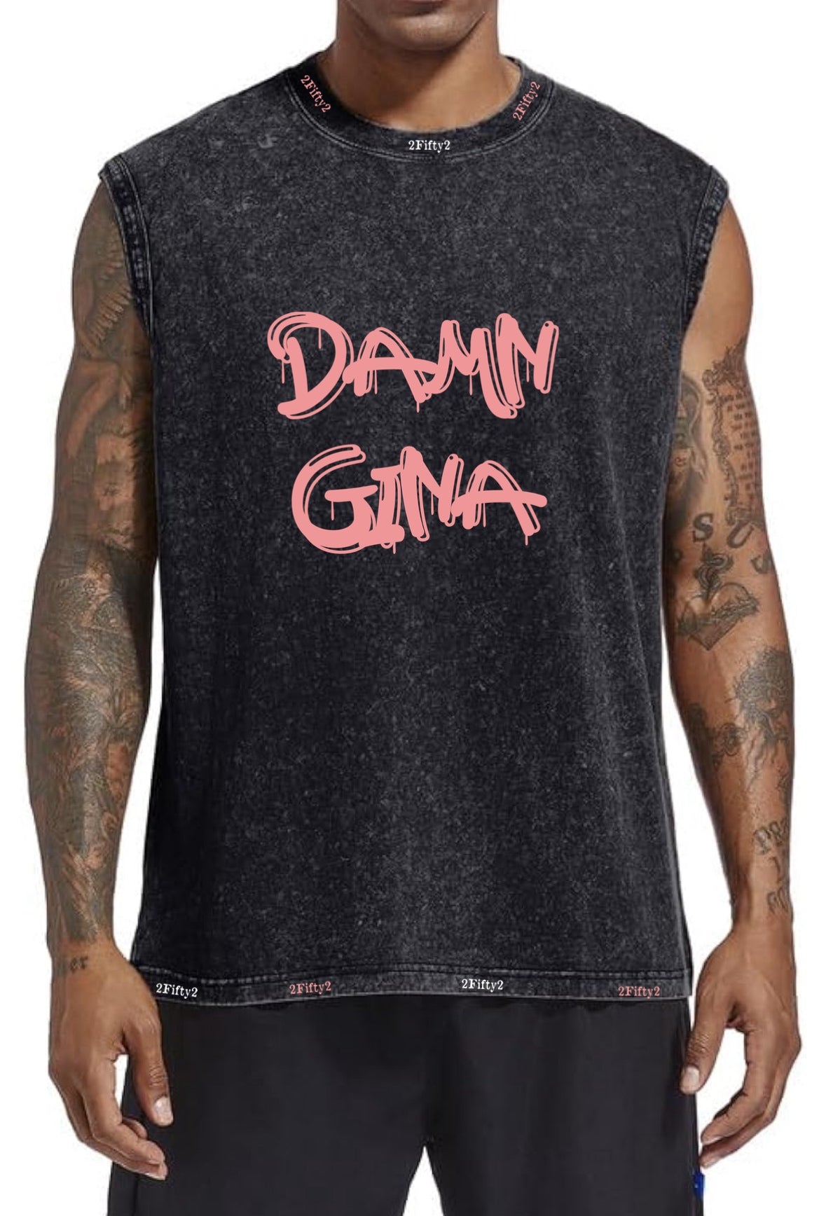 Damn Gina Mens sleeveless acid wash tee by the 2fifty brand