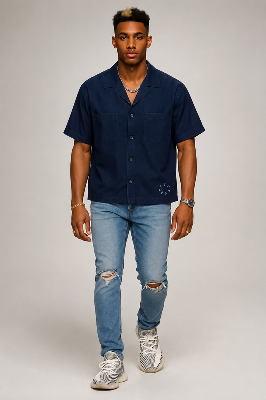 Men’s boxy Blue button down shirt by The 2Fifty2 Brand