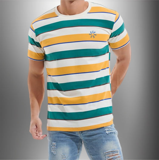 Plus size Men’s crewneck striped t shirt