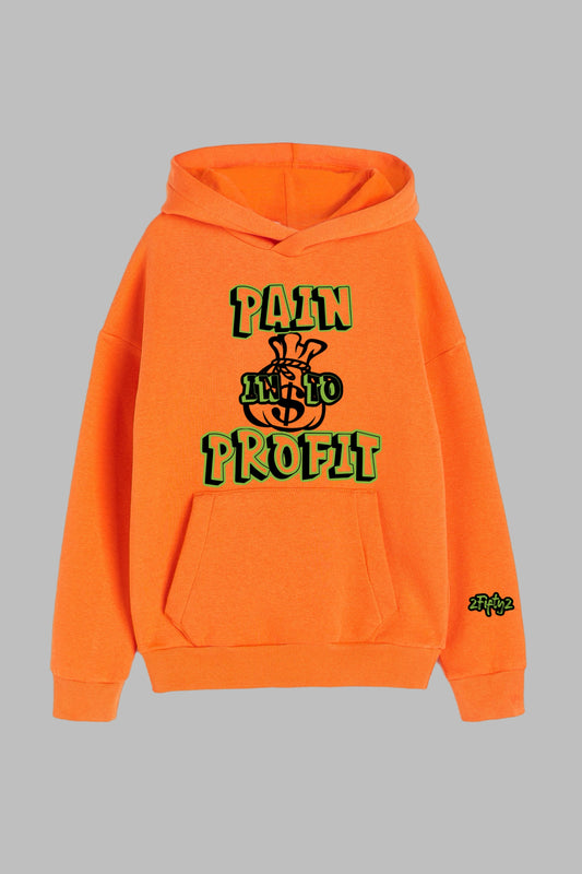 Boys orange pullover “turn pain into profit” Hoodie