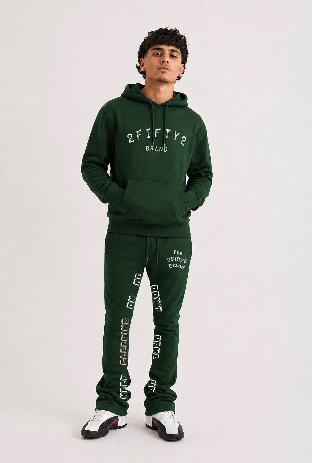 Men’s Flare bottom stacked sweatpants jogger 2 piece sweatsuit by the 2fifty2 brand