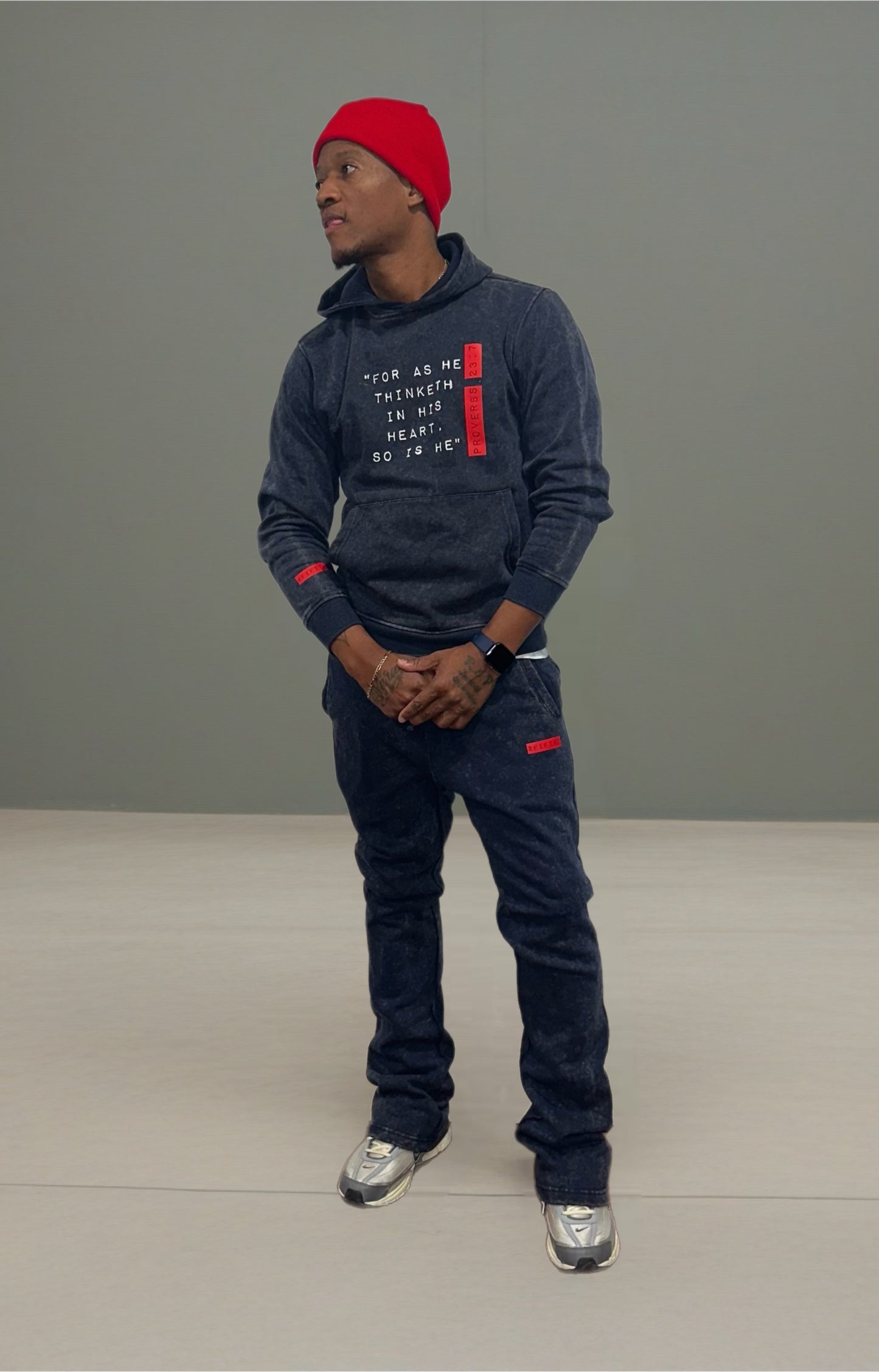 Unisex acid wash stacked pants jogger set by the 2fifty2 brand