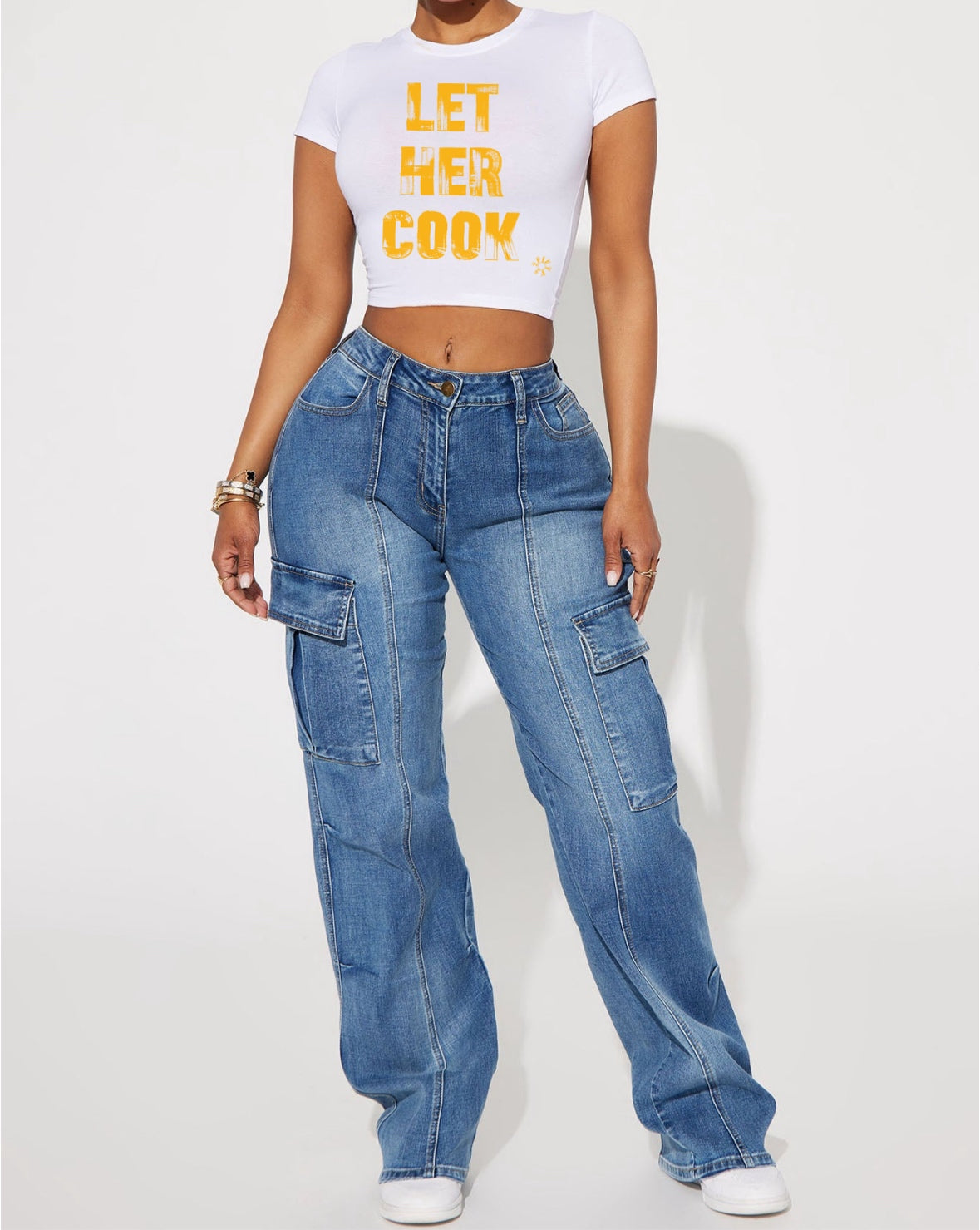 Let her cook crop top T-shirt