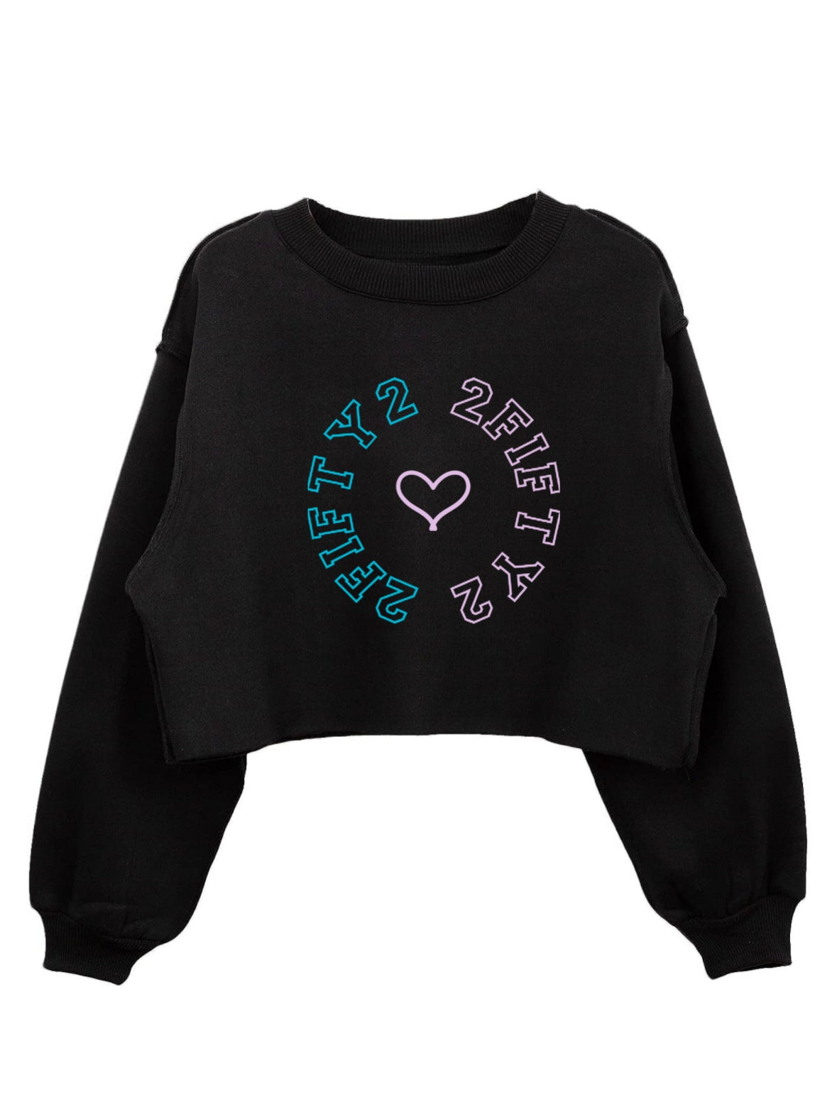 Women’s crop top crew neck sweatshirt