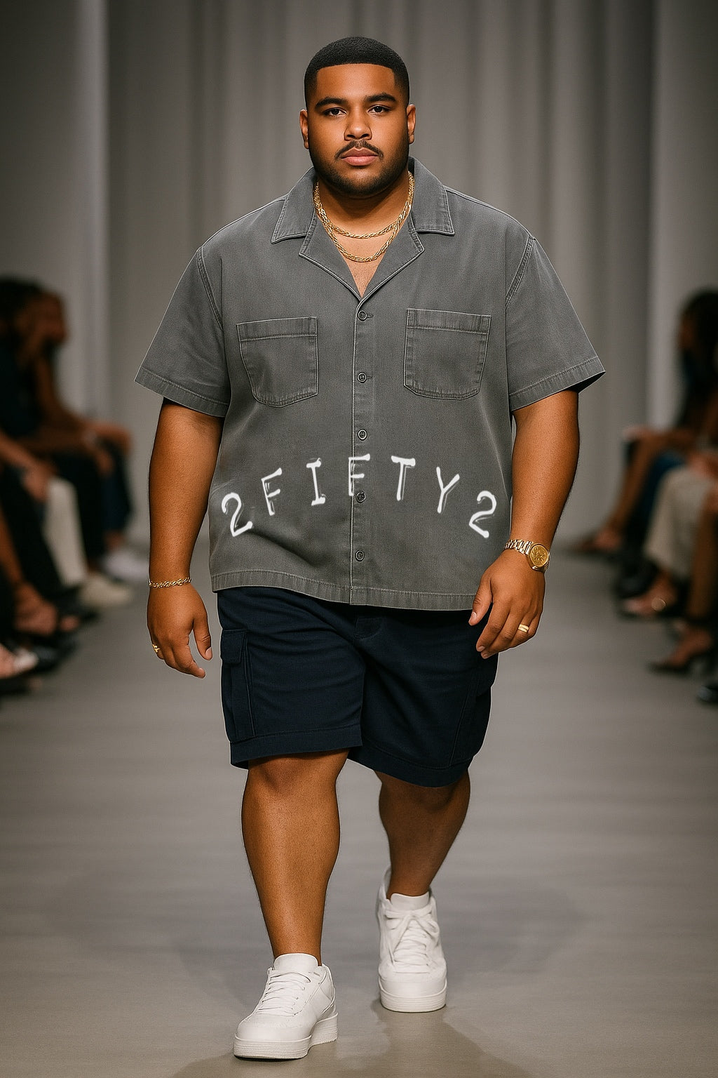Men’s grey boxy Blue button down shirt by The 2Fifty2 Brand