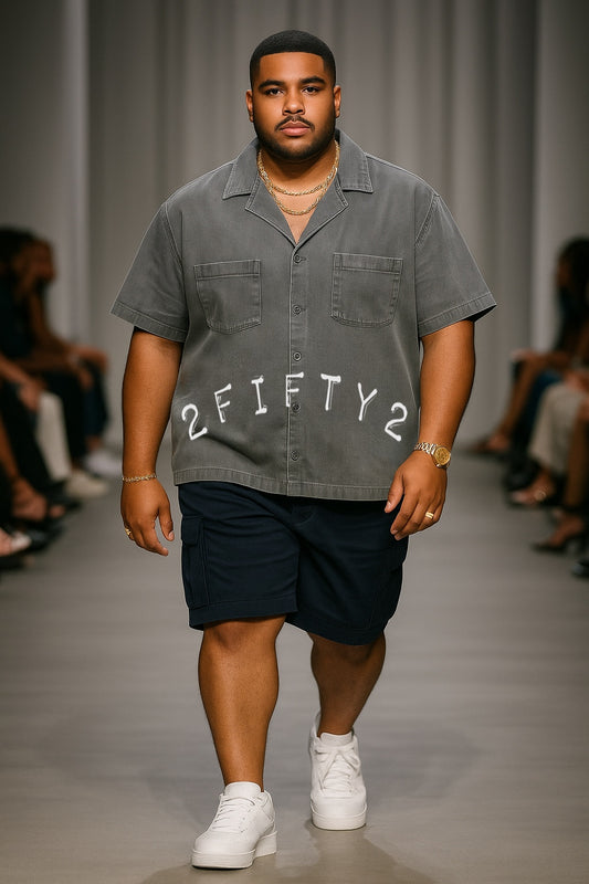 Men’s grey boxy Blue button down shirt by The 2Fifty2 Brand