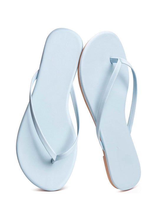 Women’s Thong Slides with Leather, Flat Sandals