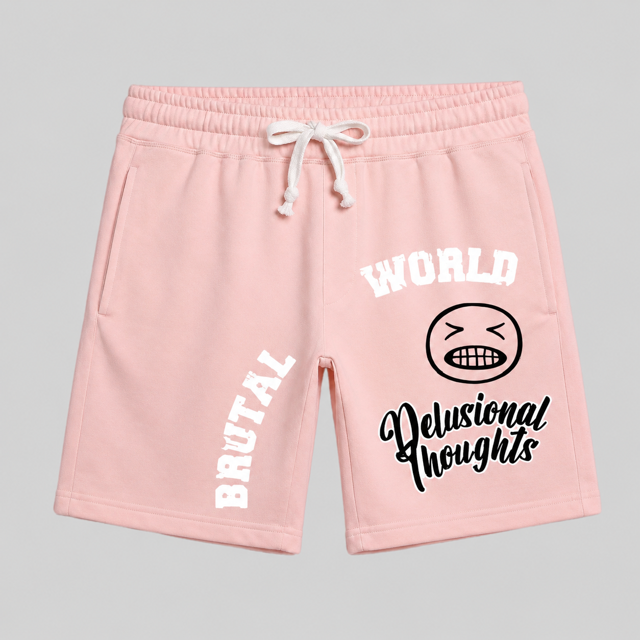 Men’s Brutal World, Delusional thoughts sweat shorts by the 2fifty2 brand