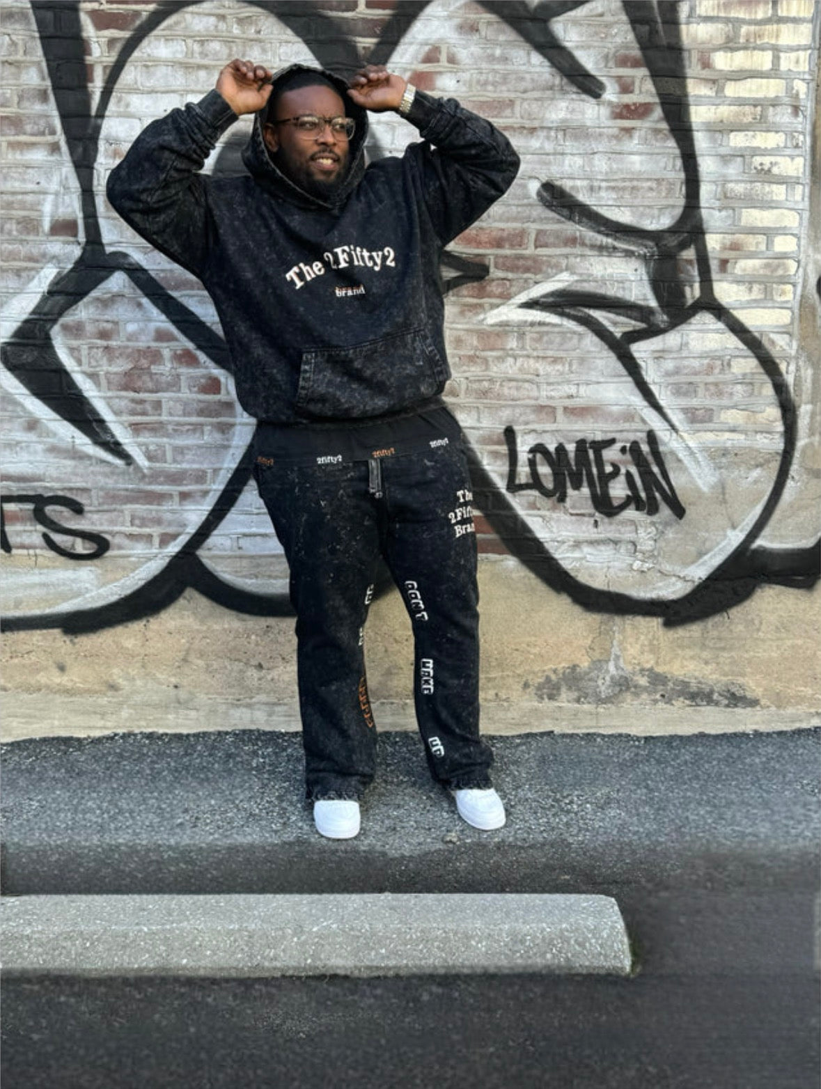 Men’s acid wash stacked pants jogger set by the 2fifty2 brand