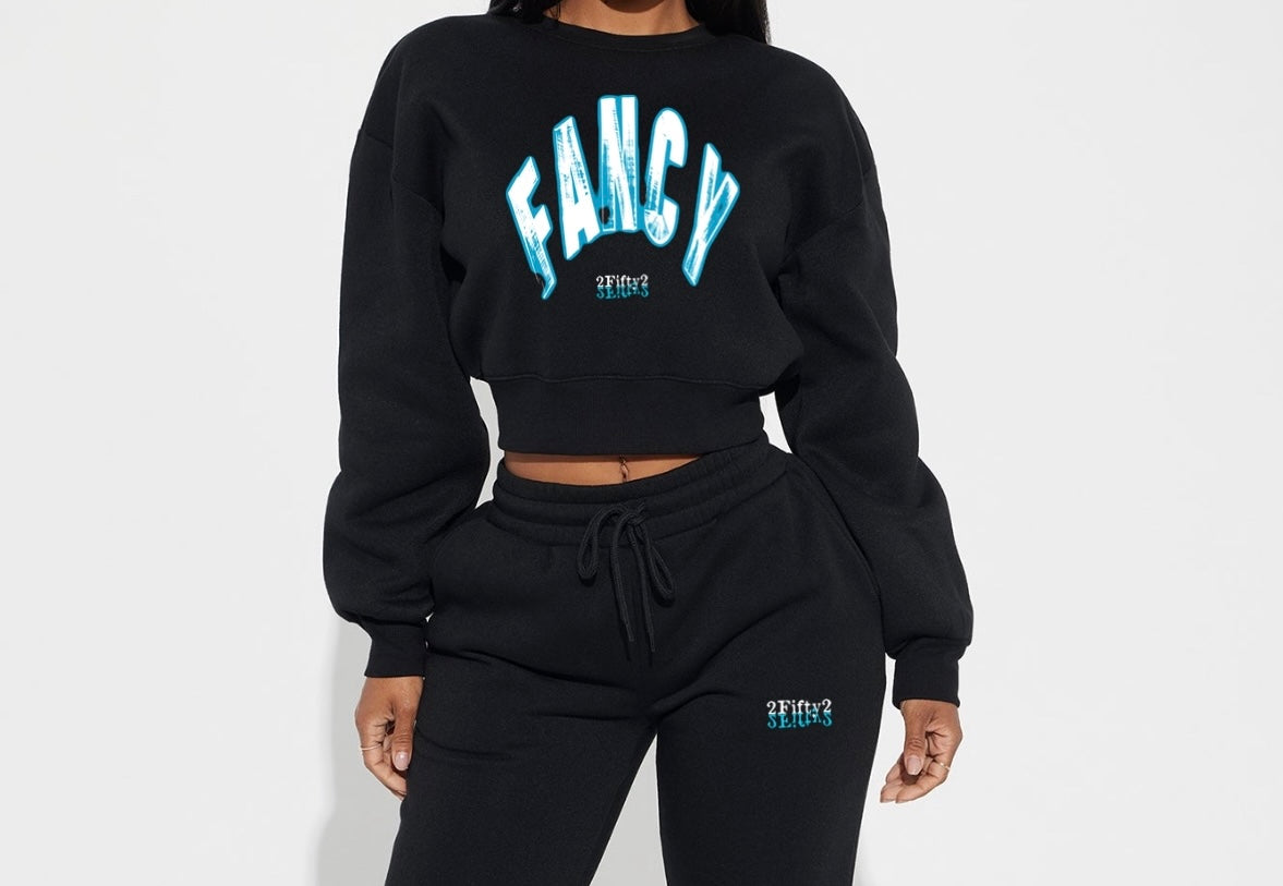 Plus size Women’s crop top crew neck “Fancy” sweat shirt