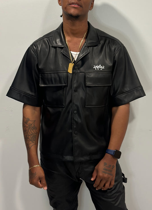 Men’s faux leather button down shirt by 2fifty2