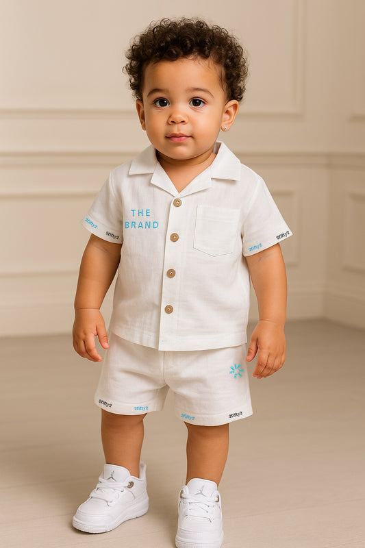 Newborn/infant & toddler linen shorts set by the 2fifty2 brand