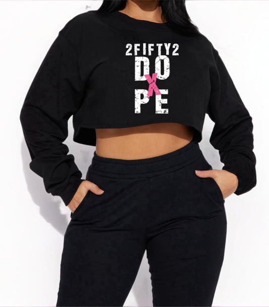 Women’s crop top crew neck “DOPE” sweat shirt