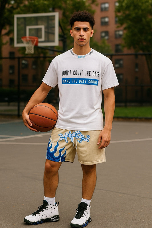 Men’s blue flame basketball shorts by the 2fifty2 brand