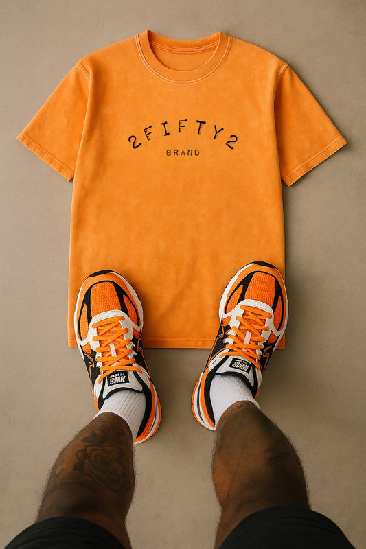 Men’s 2Fifty2 Brand orange acid wash tee
