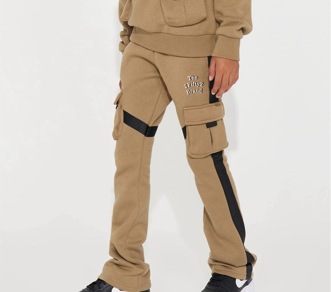 Boys color block cargo sweat pants