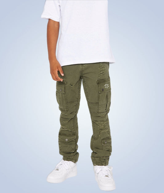 Boys distressed cargo jeans