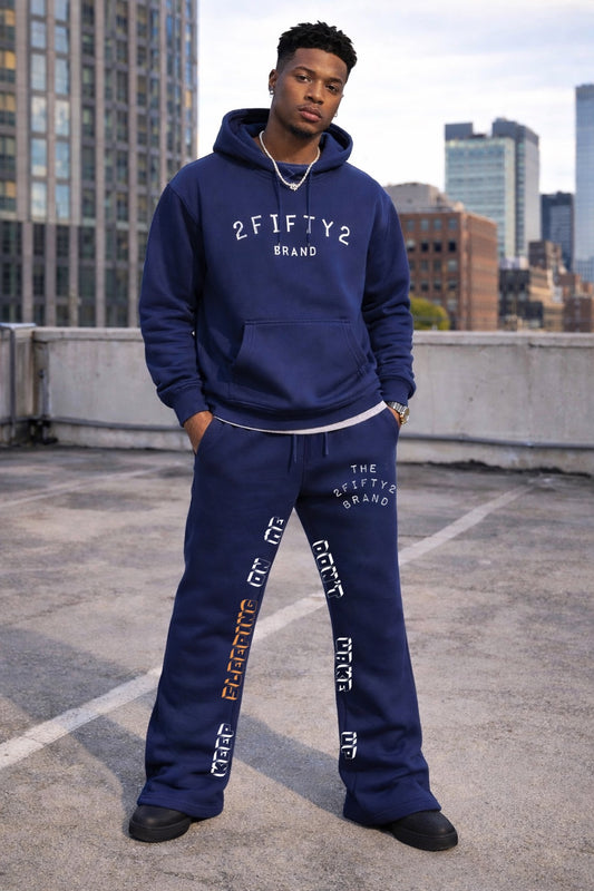 Men’s Flare bottom stacked sweatpants jogger 2 piece sweatsuit by the 2fifty2 brand
