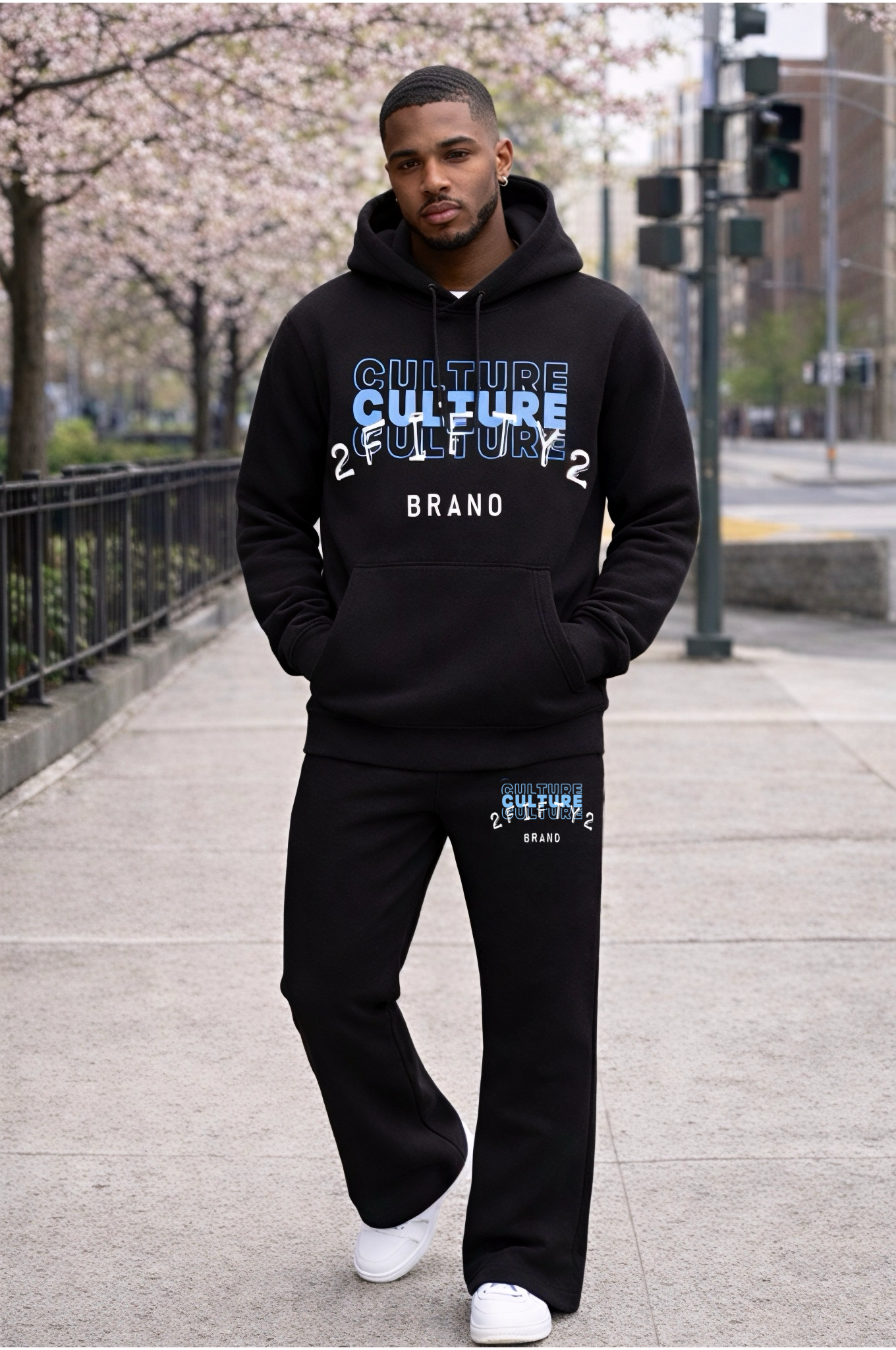 Unisex Flare bottom stacked sweatpants jogger 2 piece Culture sweatsuit by the 2fifty2 brand