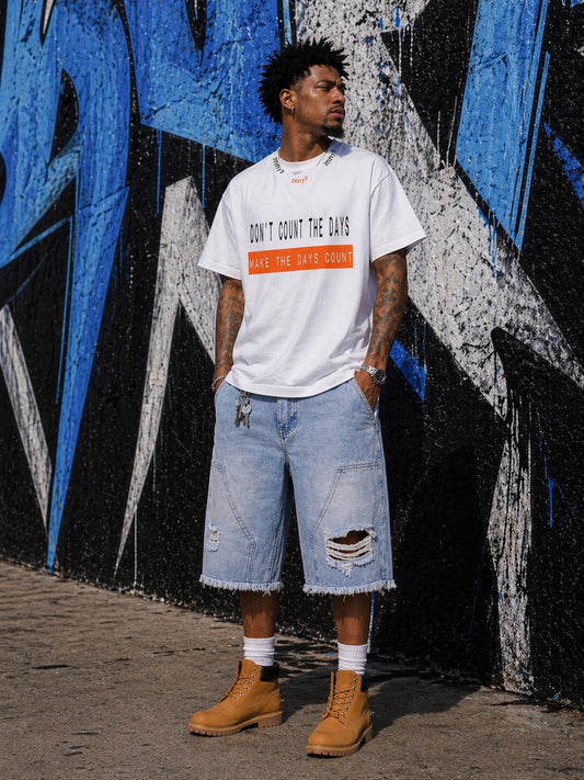 Men’s Baggy distressed jean shorts by the 2fifty2 brand