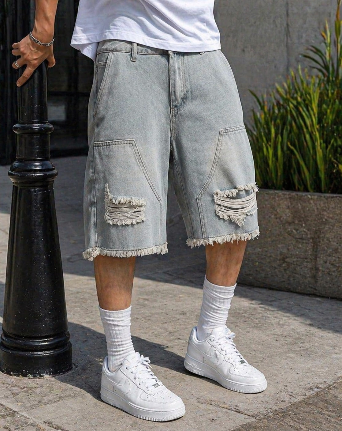 Men’s 2Fifty2 Brand Baggy distressed jean shorts
