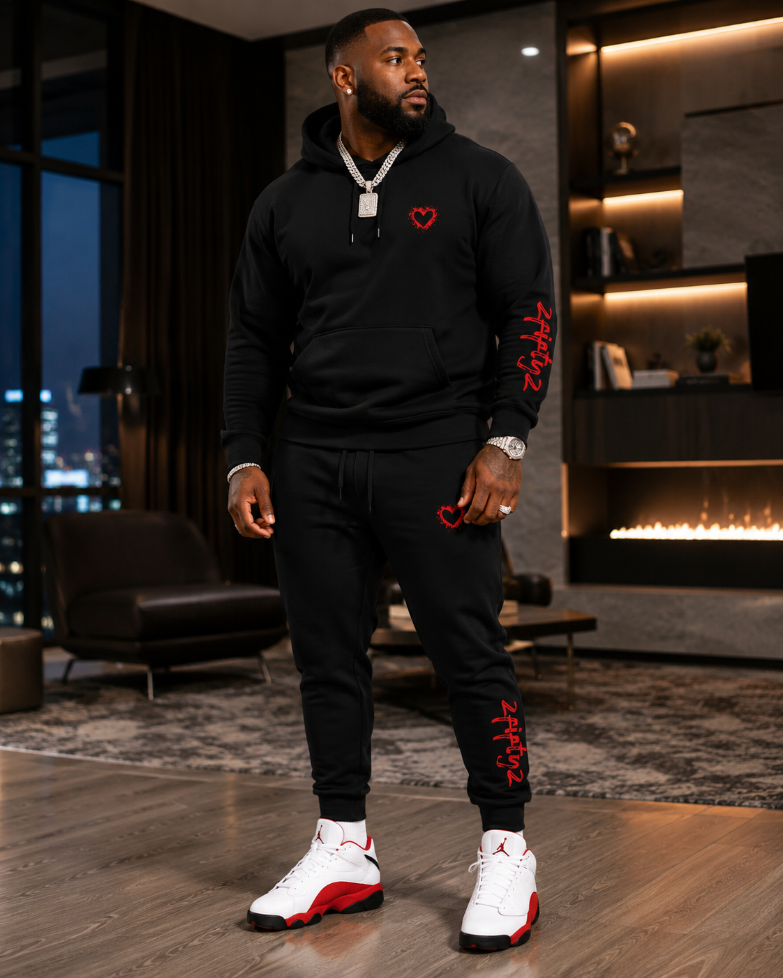 Men’s spotted heart sweatsuit jogger set