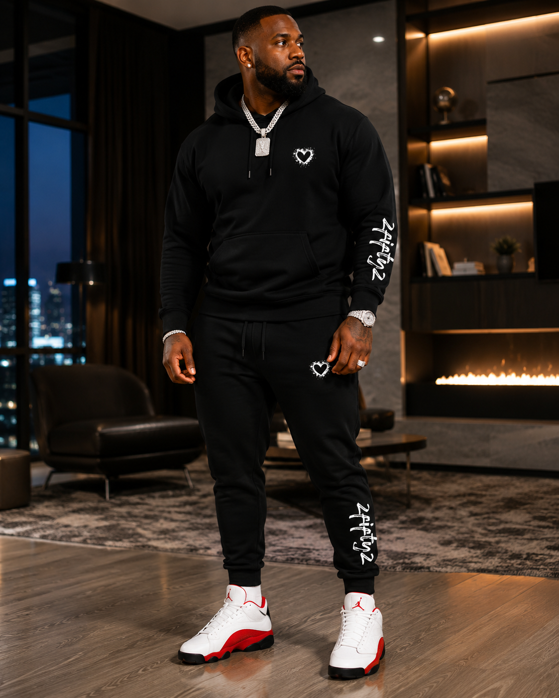 Men’s spotted heart sweatsuit jogger set