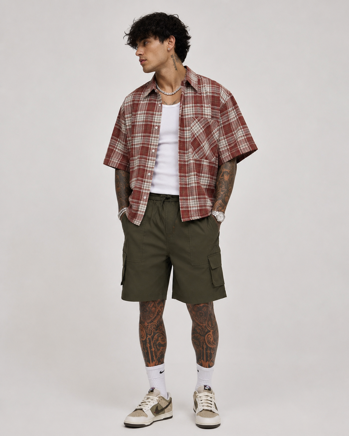 Men’s plaid boxy  button down shirt by The 2Fifty2 Brand