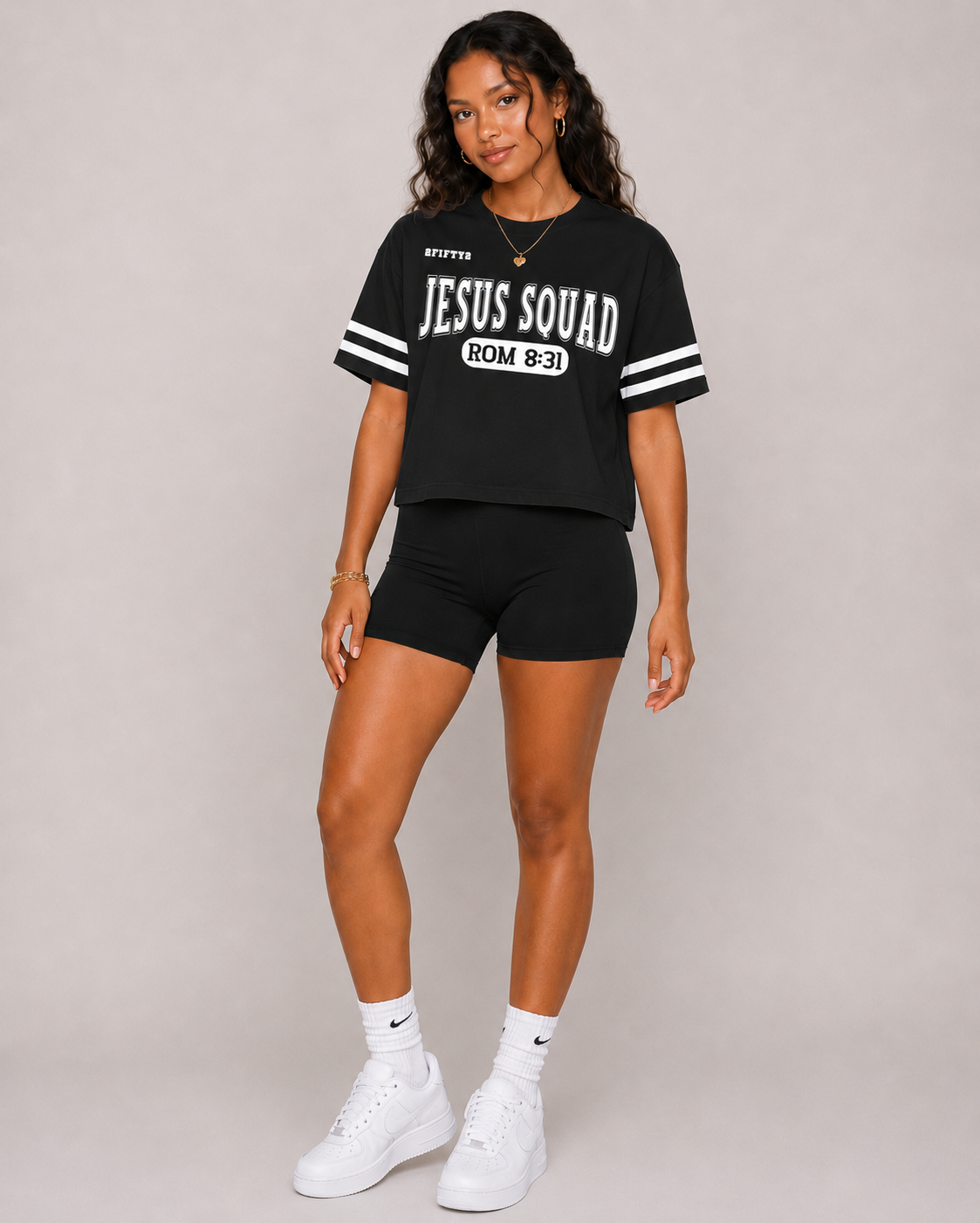 Women’s Jesus Squad half sleeve cropped top t-shirt