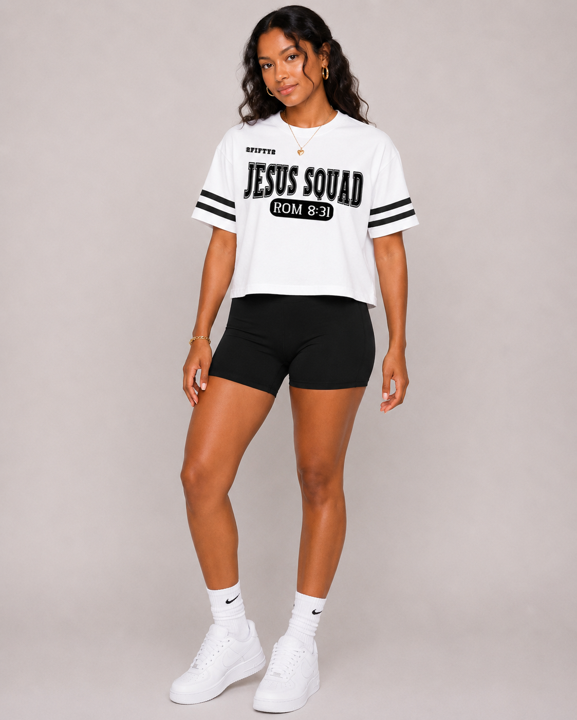 Women’s Jesus Squad half sleeve cropped top t-shirt