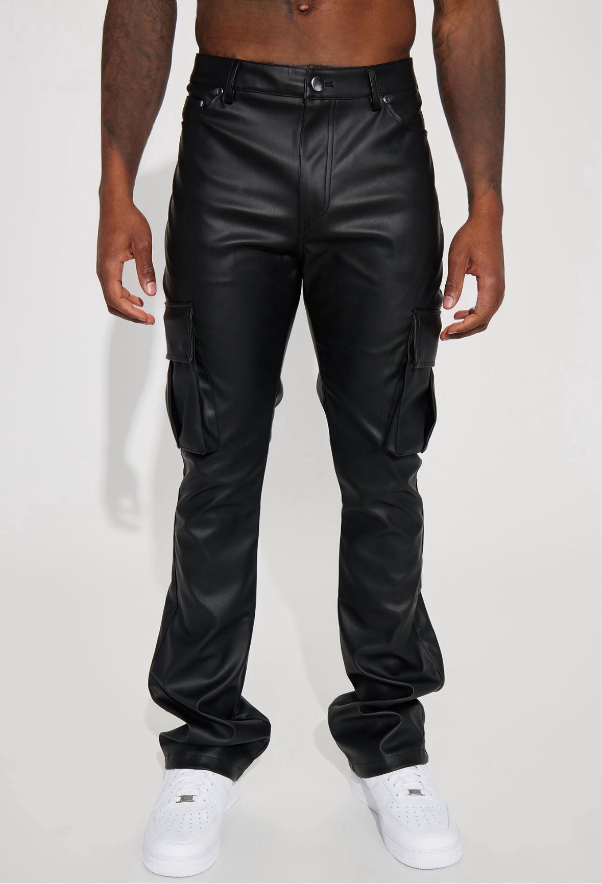 Men’s flare leather cargo pants by 2fifty2