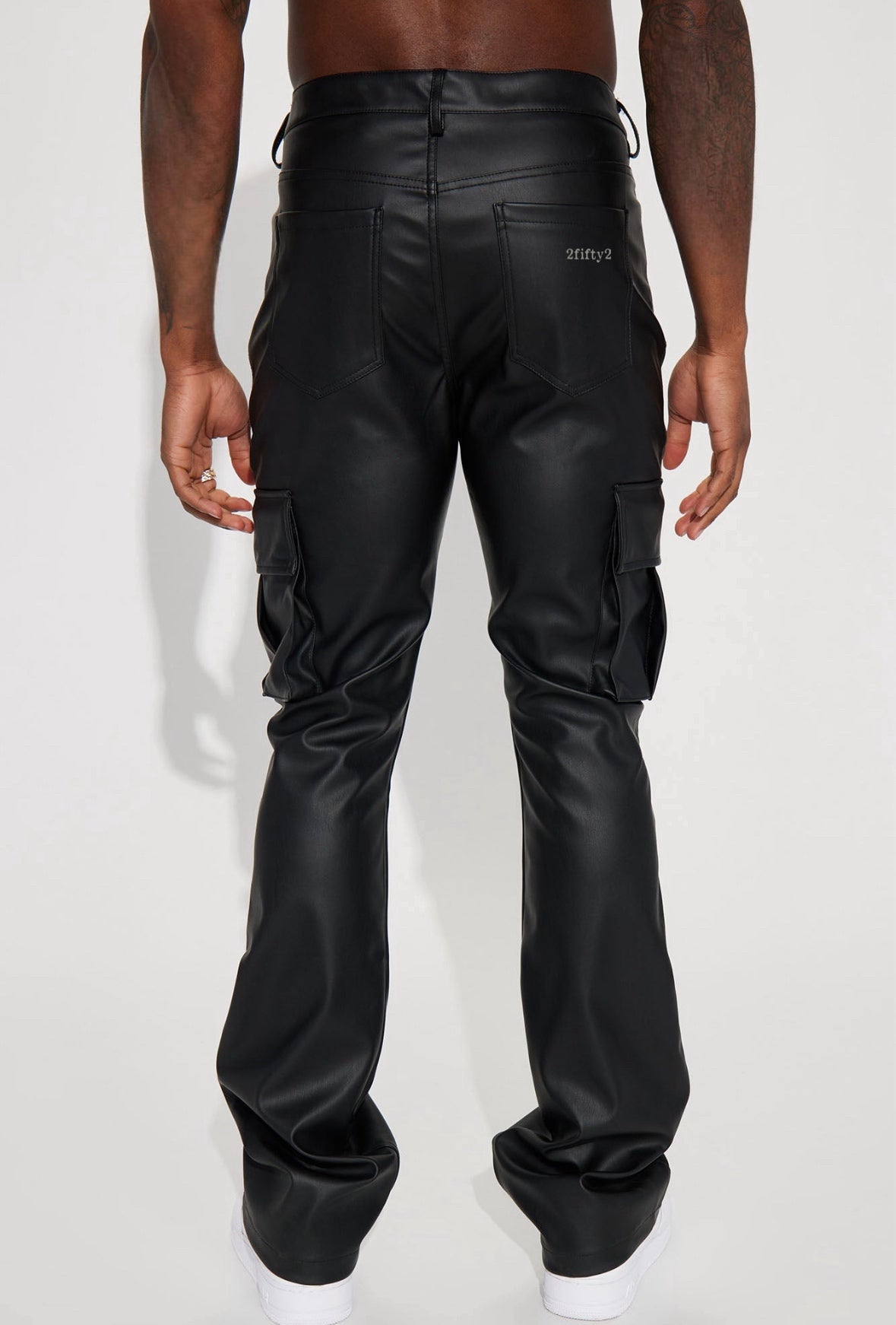 Men’s flare leather cargo pants by 2fifty2