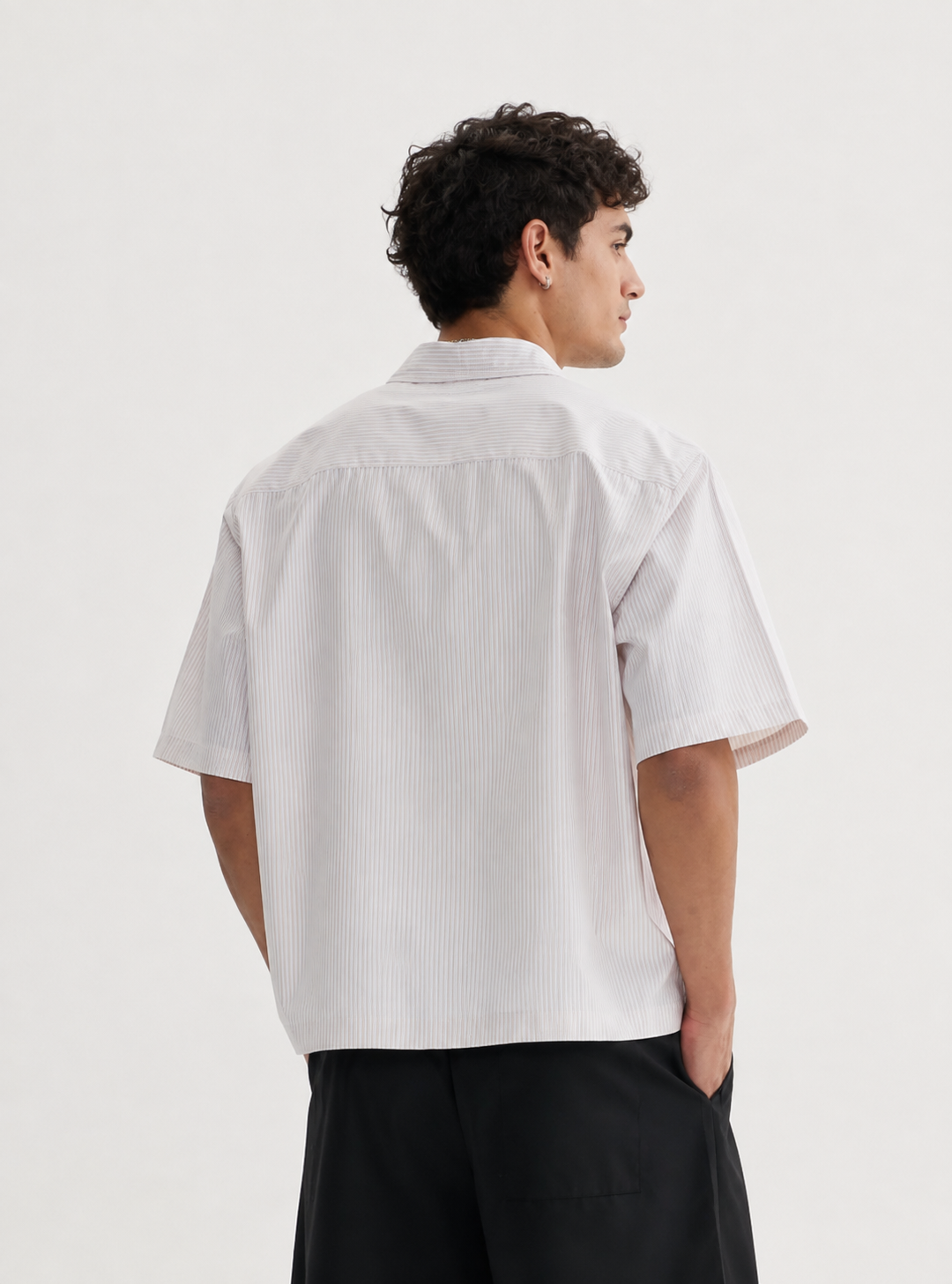 Men’s oversized Pinstripe short sleeve button up shirt by The 2Fifty2 Brand