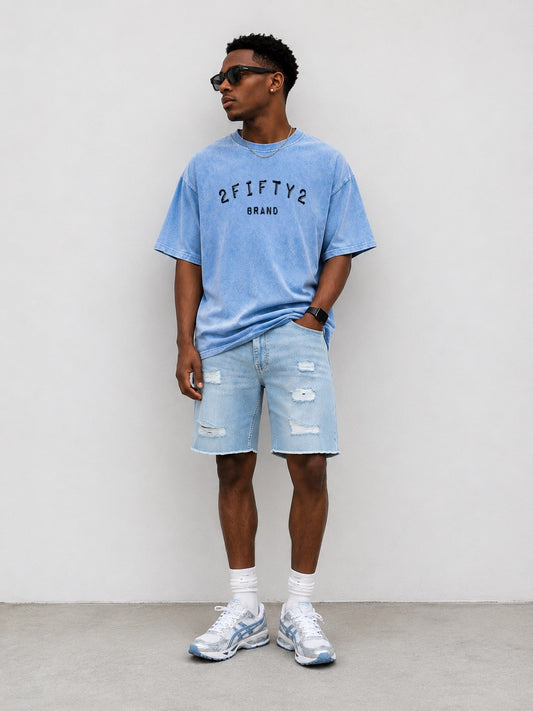 Men’s 2Fifty2 Brand light blue acid wash tee
