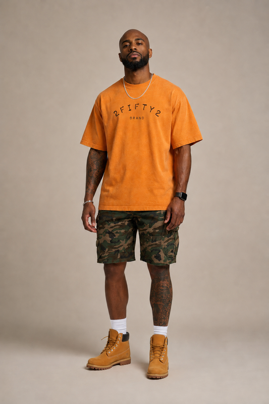 Men’s 2Fifty2 Brand orange acid wash tee