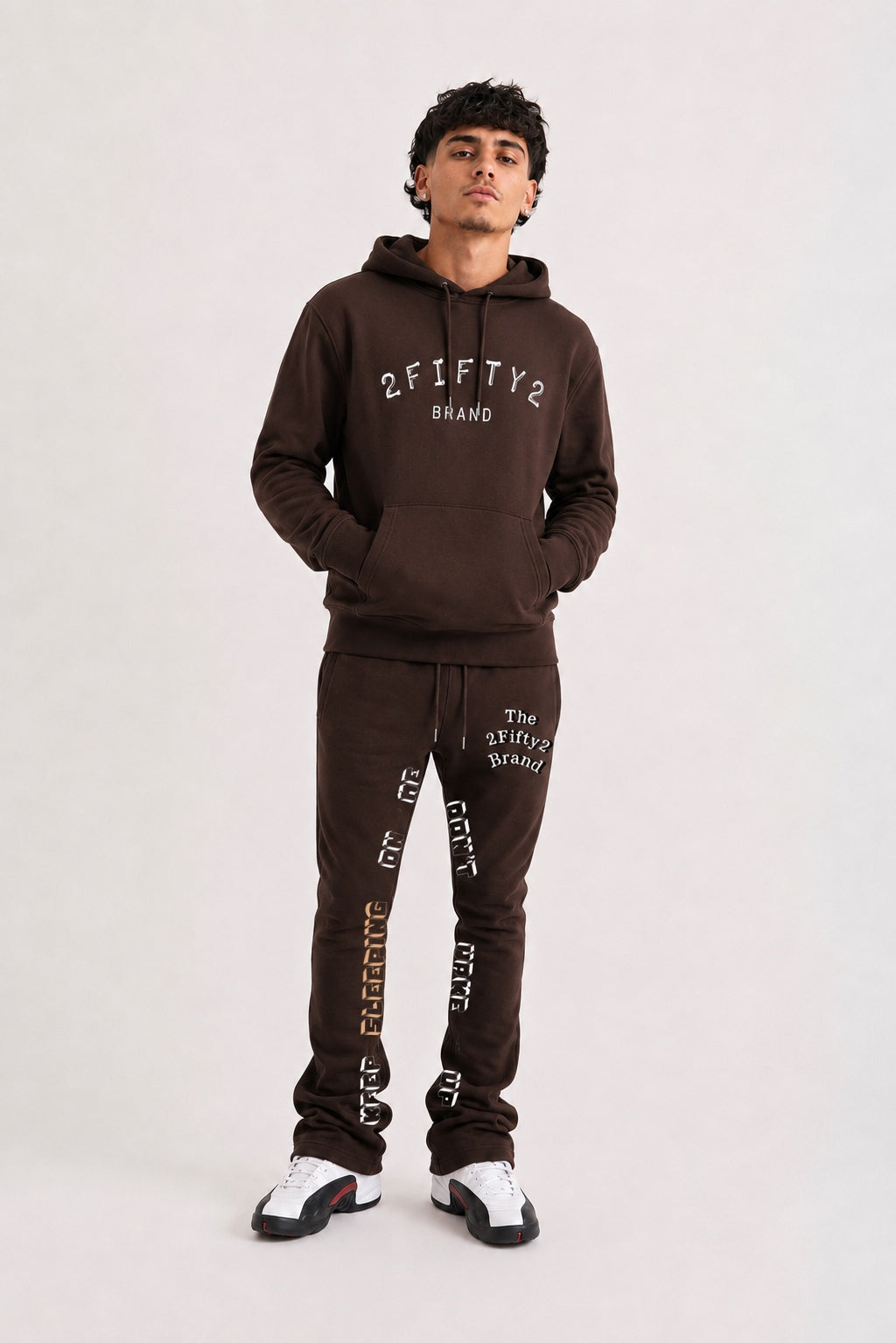 Men’s Flare bottom stacked sweatpants jogger 2 piece sweatsuit by the 2fifty2 brand
