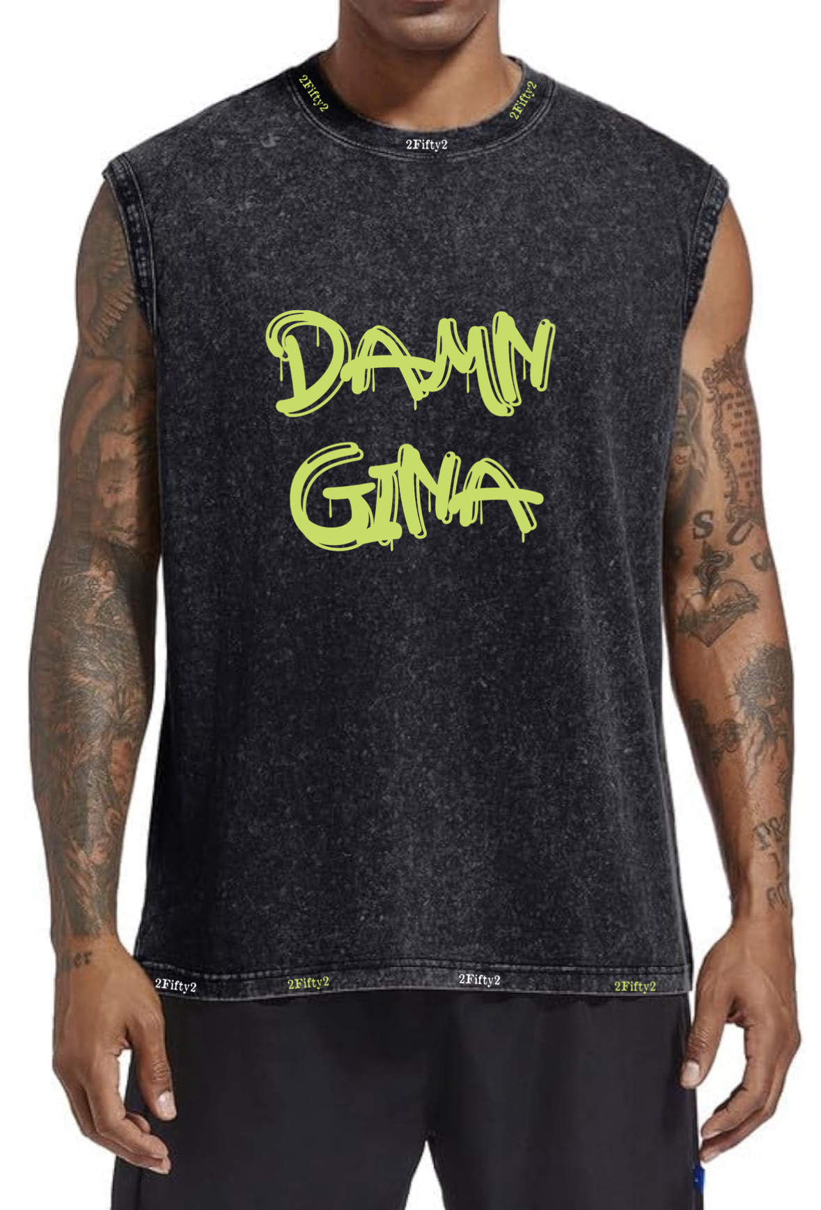 Damn Gina Mens sleeveless acid wash tee by the 2fifty brand