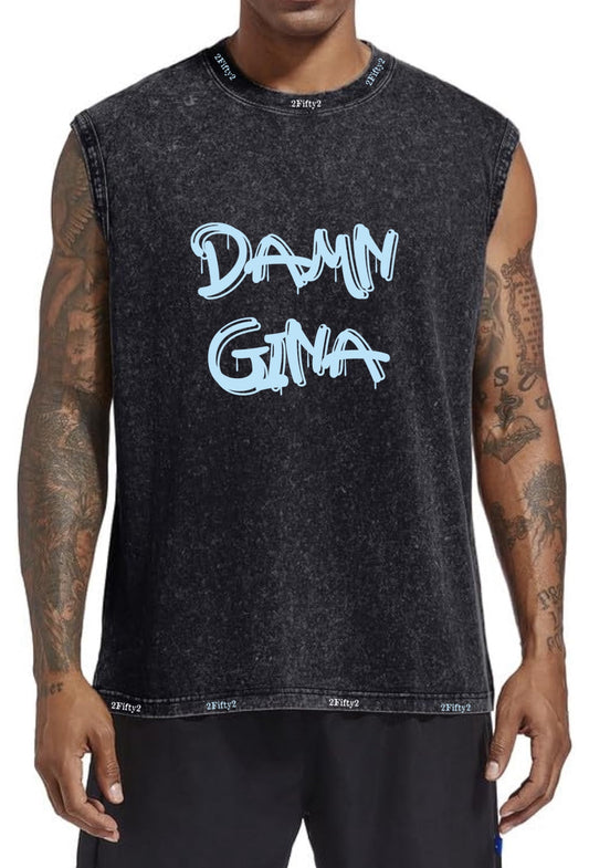 Damn Gina Mens sleeveless acid wash tee by the 2fifty brand